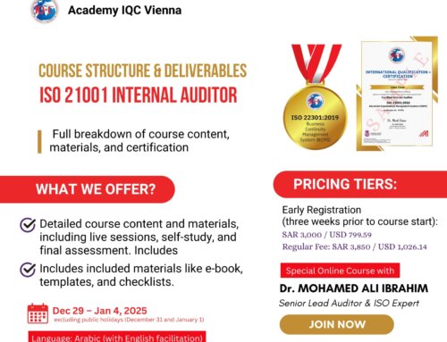 ISO 21001 Certified Internal Auditor Course Registration Opens for December 29th Start